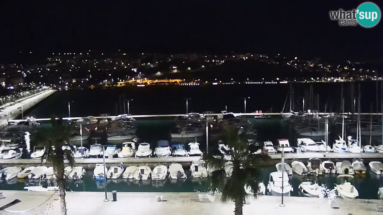 Webcam Koper – Panorama des Jachthafens und der Promenade vom Hotel Grand Koper