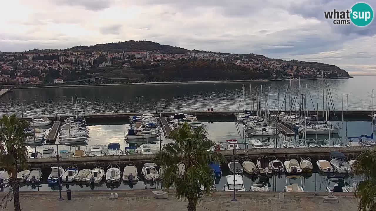 Webcam Koper – Panorama des Jachthafens und der Promenade vom Hotel Grand Koper
