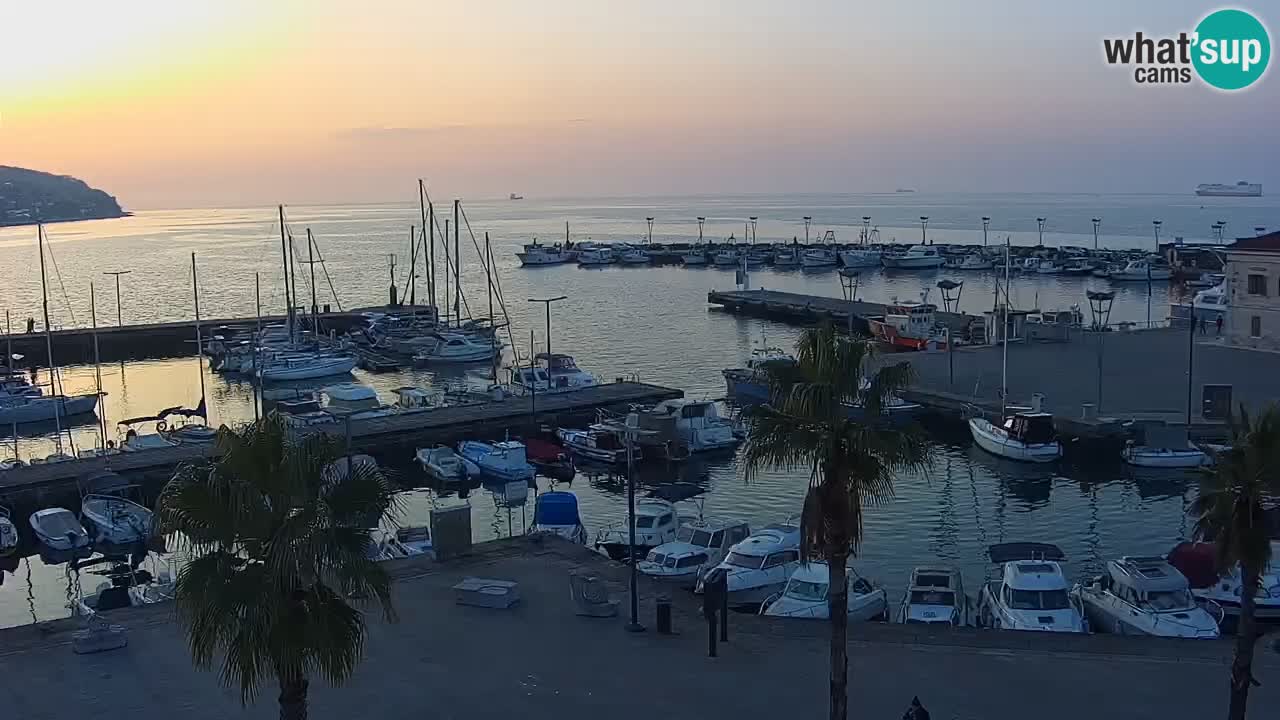Webcam Koper – Panorama of the marina and promenade from the Grand Hotel Koper