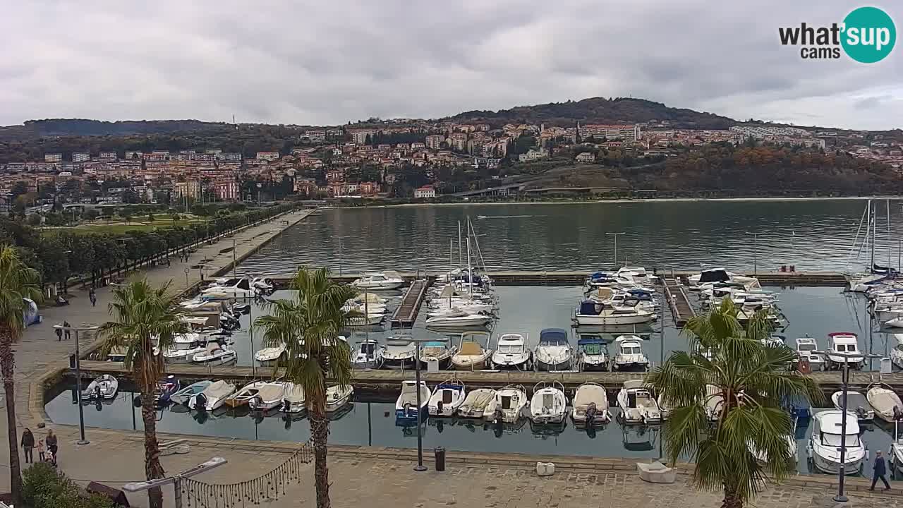 Webcam Koper – Panorama des Jachthafens und der Promenade vom Hotel Grand Koper