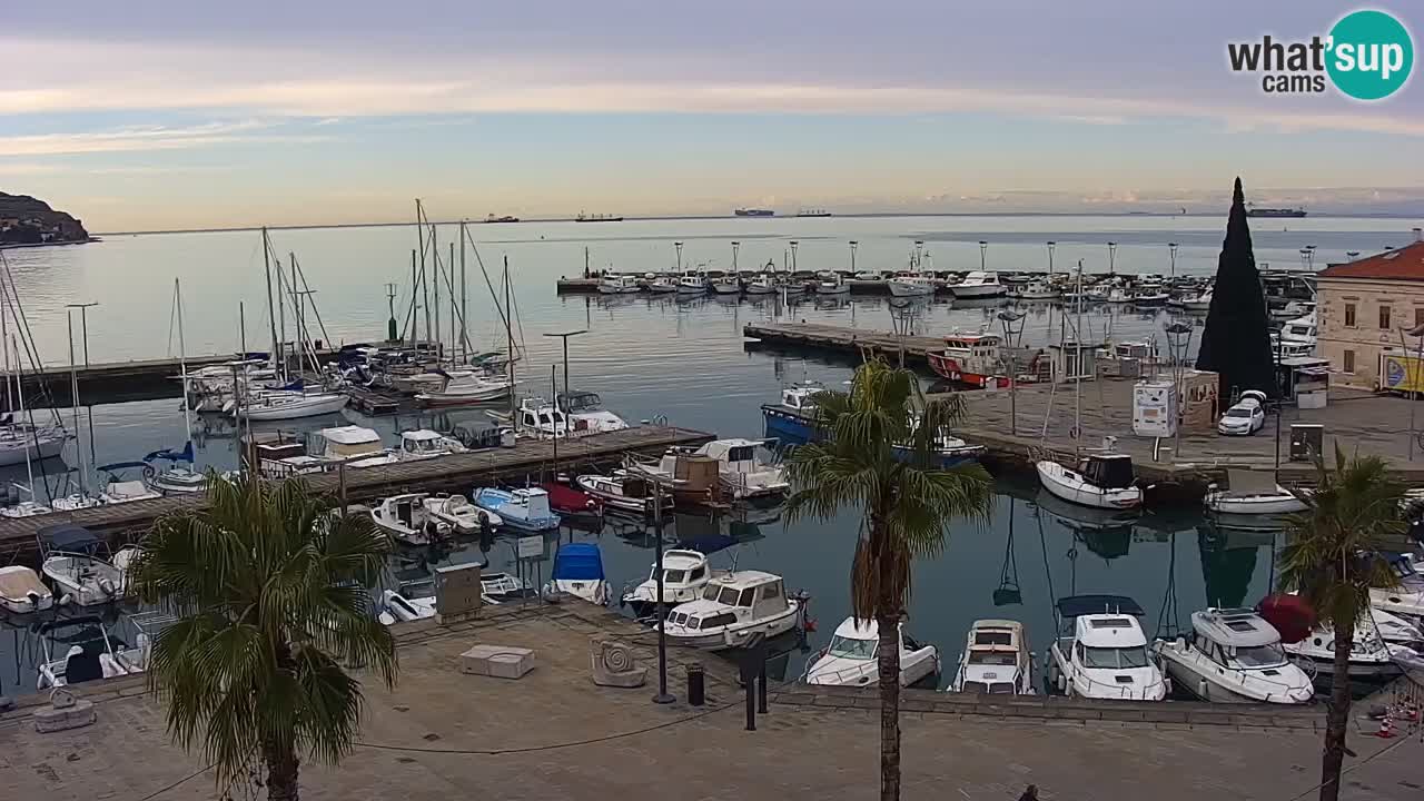 Webcam Koper – Panorama des Jachthafens und der Promenade vom Hotel Grand Koper