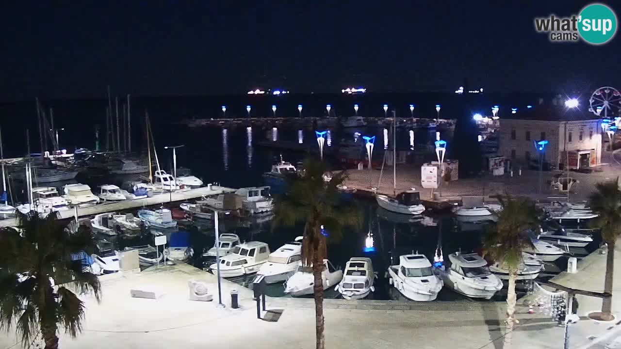 Webcam Koper – Panorama des Jachthafens und der Promenade vom Hotel Grand Koper