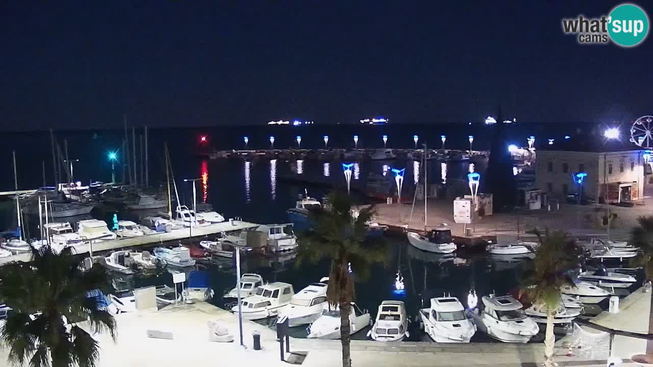 Webcam Koper – Panorama des Jachthafens und der Promenade vom Hotel Grand Koper