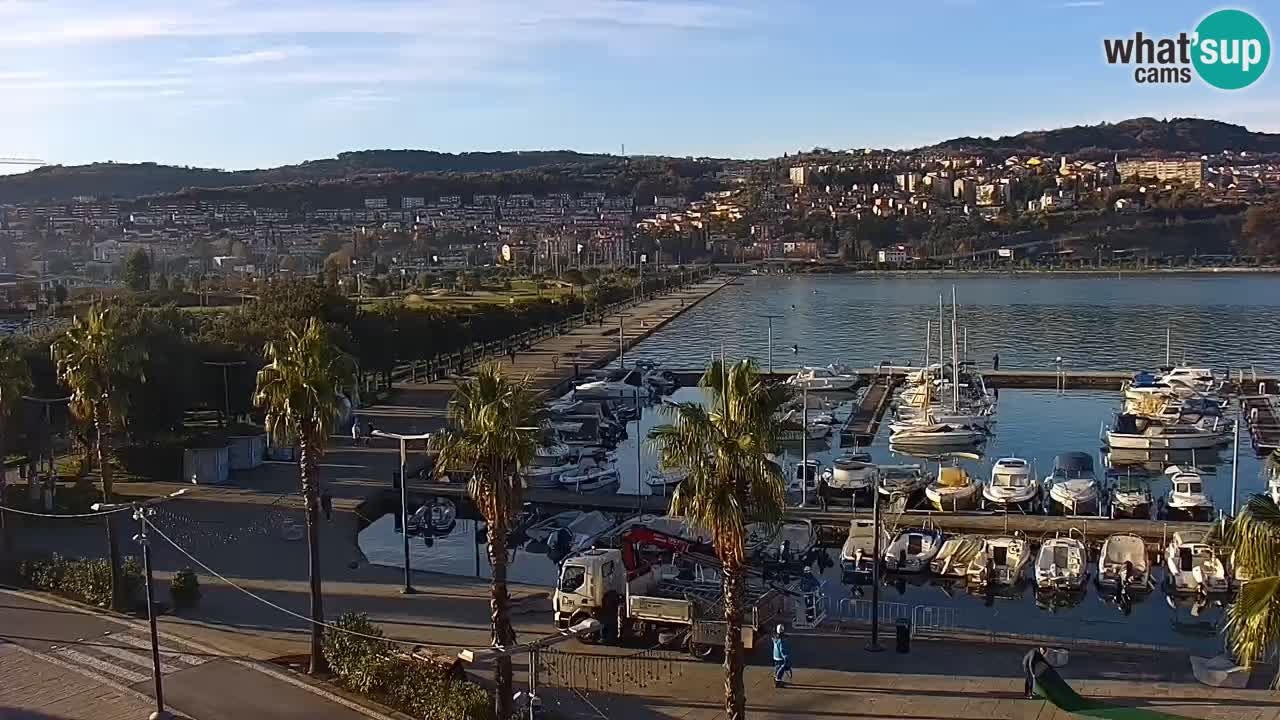 Webcam Koper – Panorama of the marina and promenade from the Grand Hotel Koper