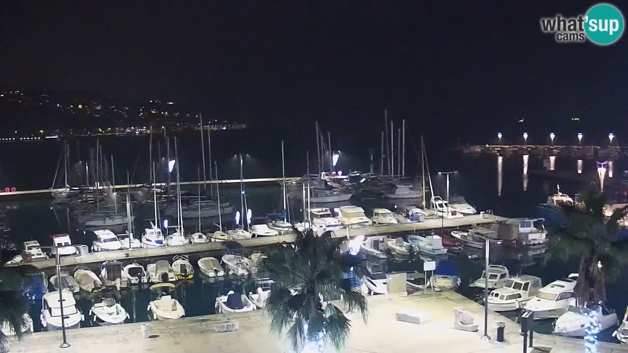 Webcam Koper – Panorama des Jachthafens und der Promenade vom Hotel Grand Koper