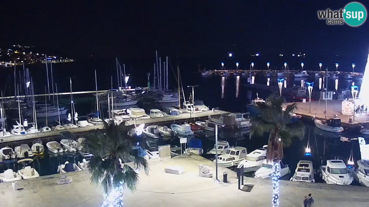 Webcam Koper – Panorama des Jachthafens und der Promenade vom Hotel Grand Koper