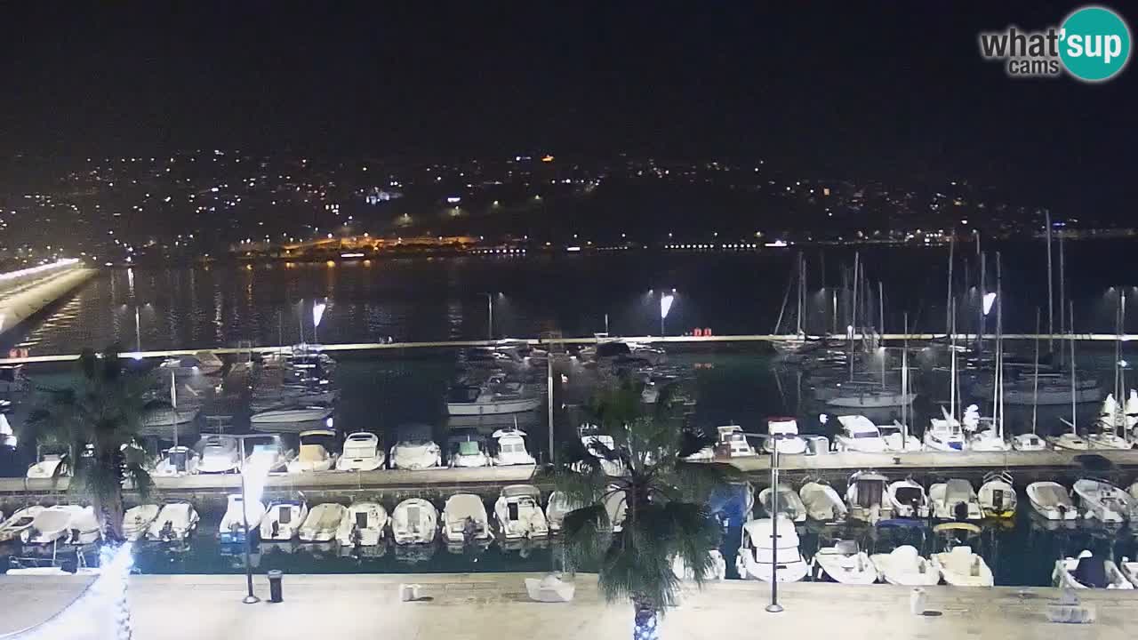 Webcam Koper – Panorama des Jachthafens und der Promenade vom Hotel Grand Koper