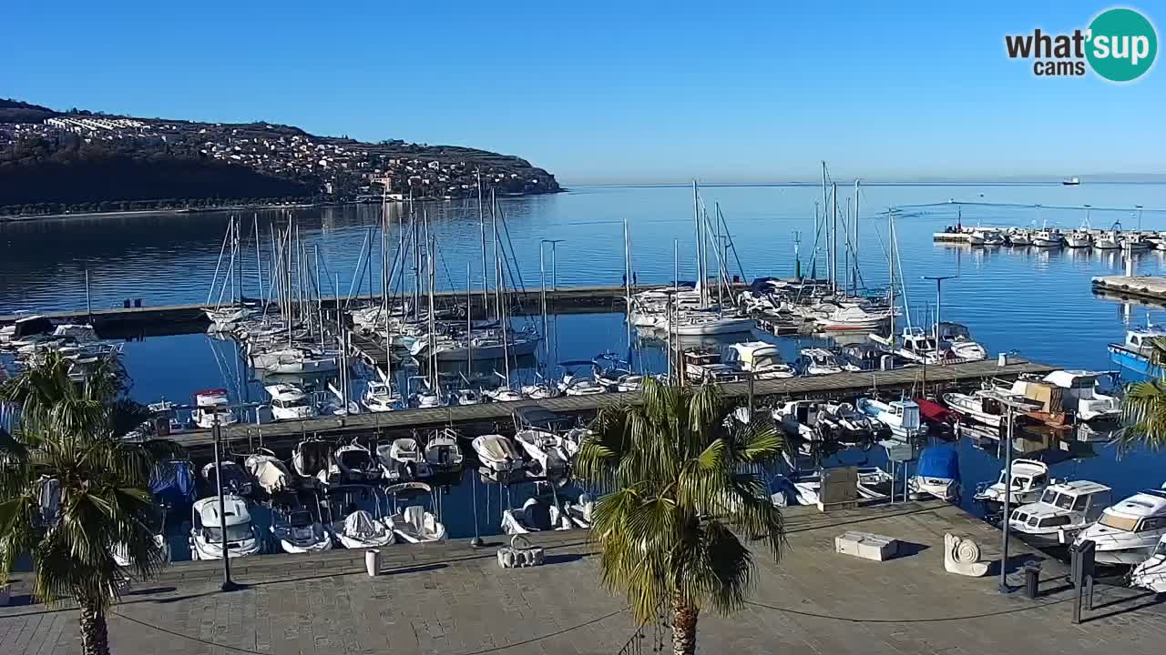 Webcam Koper – Panorama des Jachthafens und der Promenade vom Hotel Grand Koper