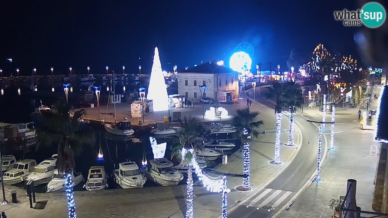 Webcam Koper – Panorama des Jachthafens und der Promenade vom Hotel Grand Koper