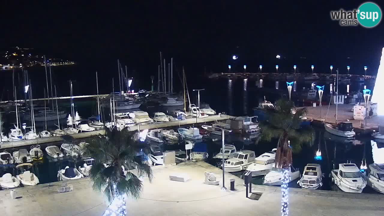 Webcam Koper – Panorama des Jachthafens und der Promenade vom Hotel Grand Koper