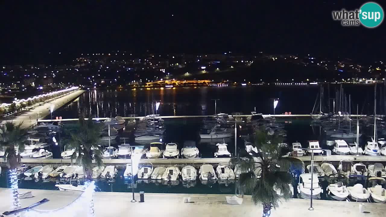 Webcam Koper – Panorama des Jachthafens und der Promenade vom Hotel Grand Koper