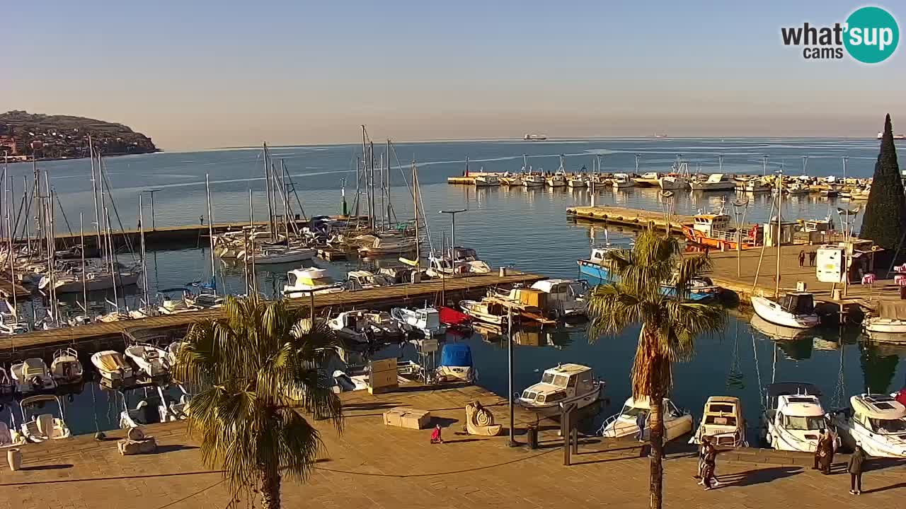 Webcam Koper – Panorama of the marina and promenade from the Grand Hotel Koper