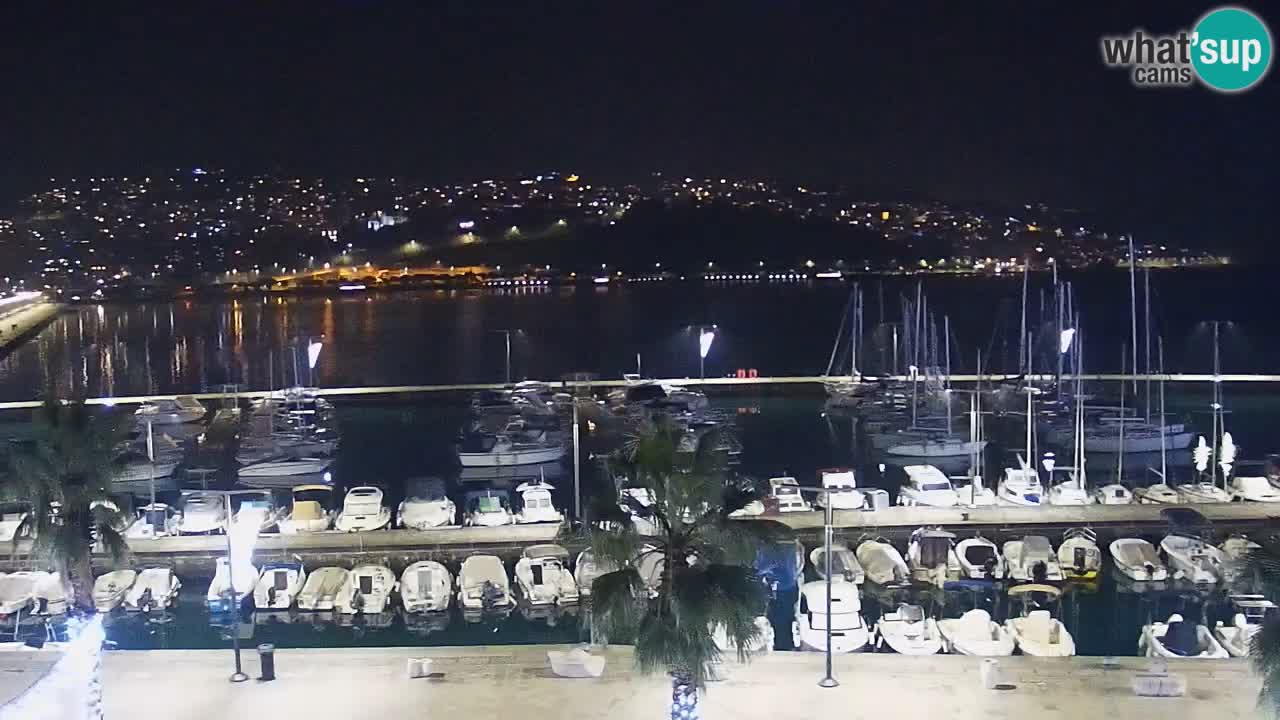 Webcam Koper – Panorama des Jachthafens und der Promenade vom Hotel Grand Koper