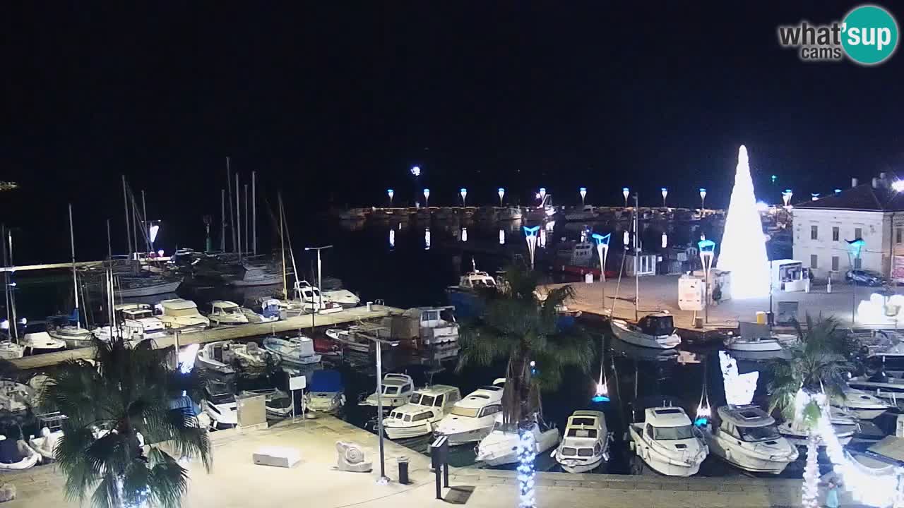 Webcam Koper – Panorama des Jachthafens und der Promenade vom Hotel Grand Koper