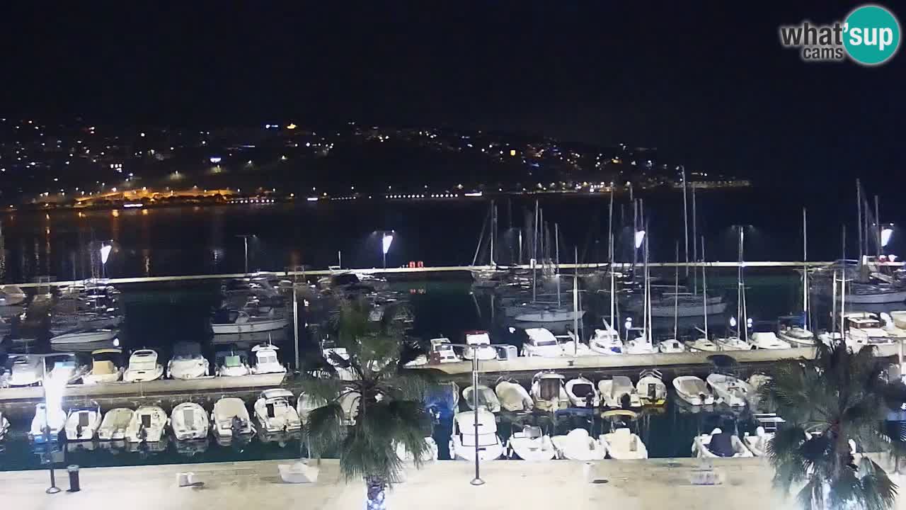 Webcam Koper – Panorama des Jachthafens und der Promenade vom Hotel Grand Koper