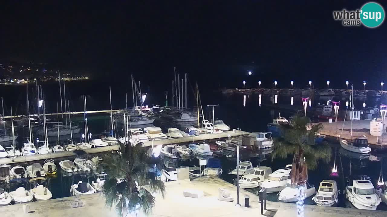 Webcam Koper – Panorama des Jachthafens und der Promenade vom Hotel Grand Koper