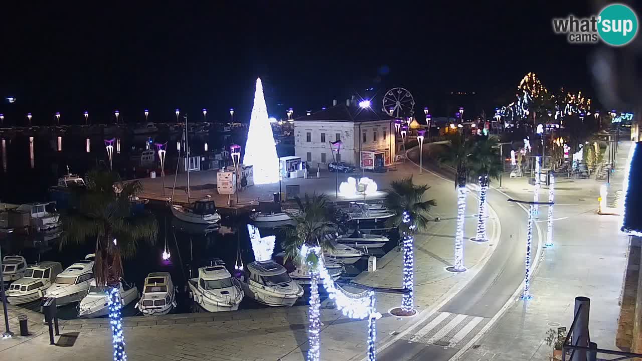 Webcam Koper – Panorama des Jachthafens und der Promenade vom Hotel Grand Koper