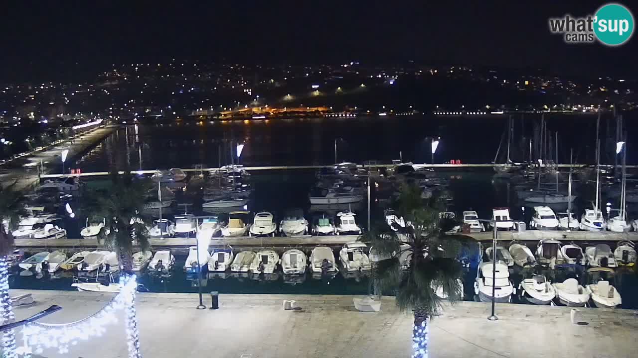 Webcam Koper – Panorama des Jachthafens und der Promenade vom Hotel Grand Koper