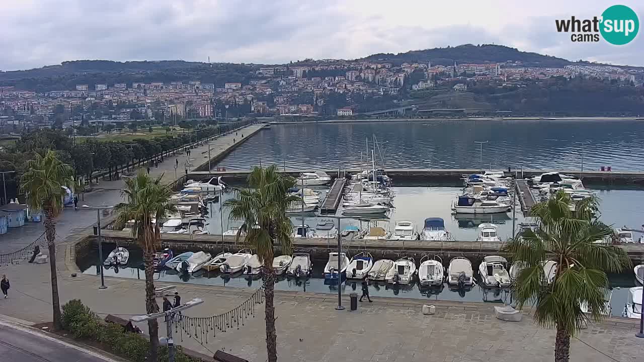 Webcam Koper – Panorama des Jachthafens und der Promenade vom Hotel Grand Koper