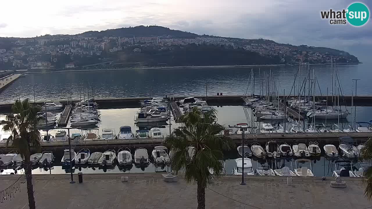 Webcam Koper – Panorama of the marina and promenade from the Grand Hotel Koper