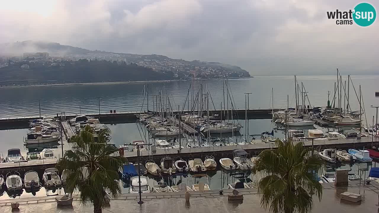 Webcam Koper – Panorama des Jachthafens und der Promenade vom Hotel Grand Koper