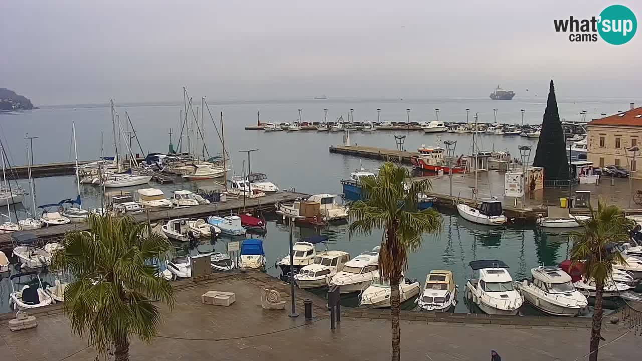Webcam Koper – Panorama des Jachthafens und der Promenade vom Hotel Grand Koper
