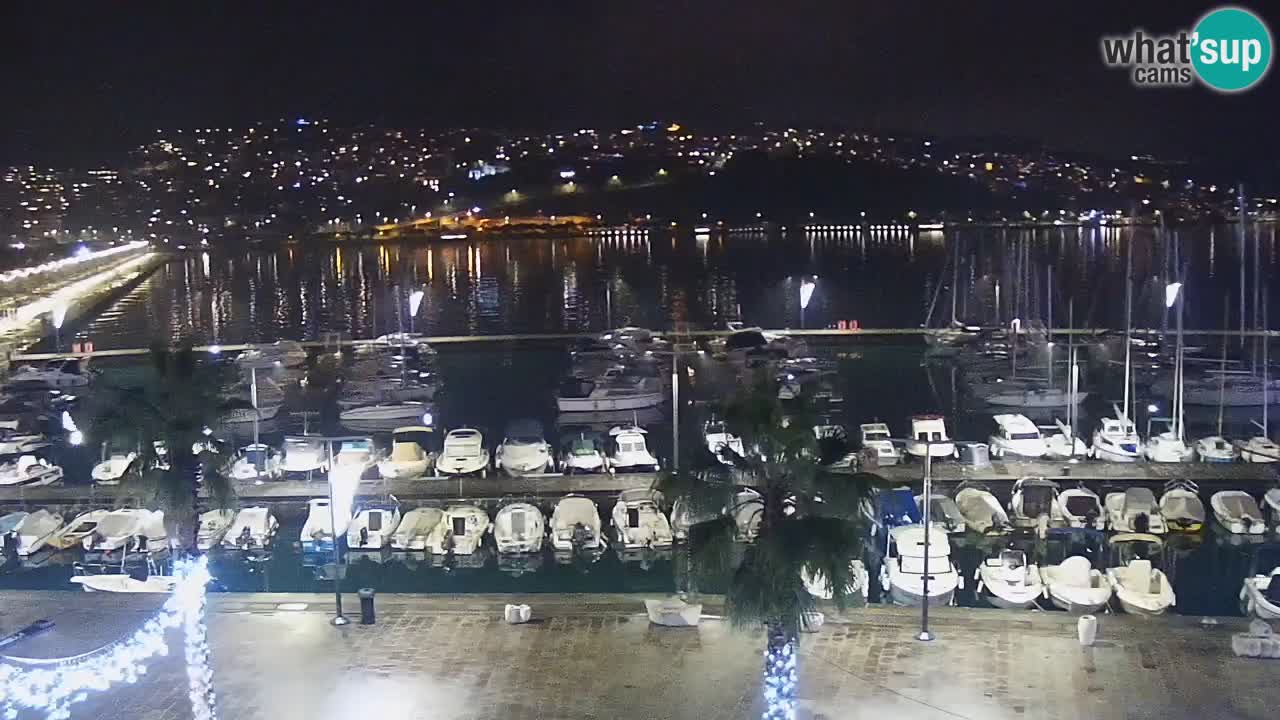 Webcam Koper – Panorama des Jachthafens und der Promenade vom Hotel Grand Koper