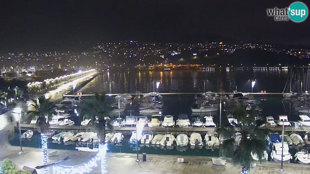 Webcam Koper – Panorama des Jachthafens und der Promenade vom Hotel Grand Koper