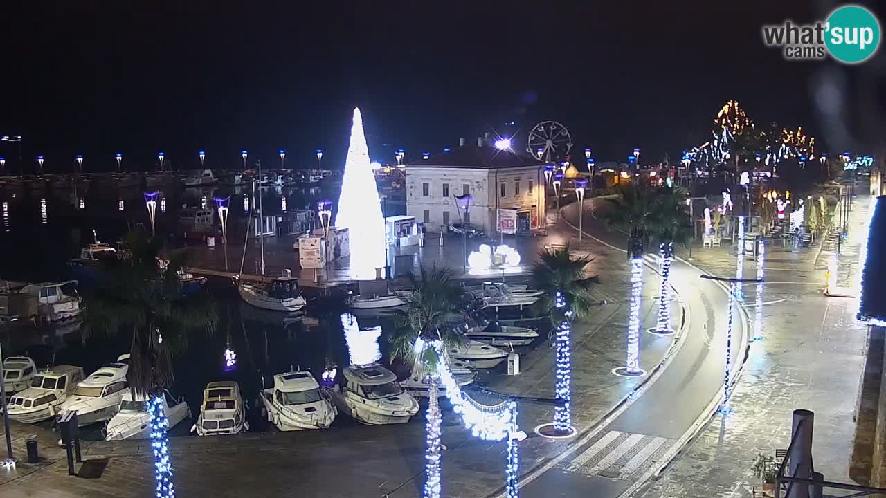 Webcam Koper – Panorama des Jachthafens und der Promenade vom Hotel Grand Koper