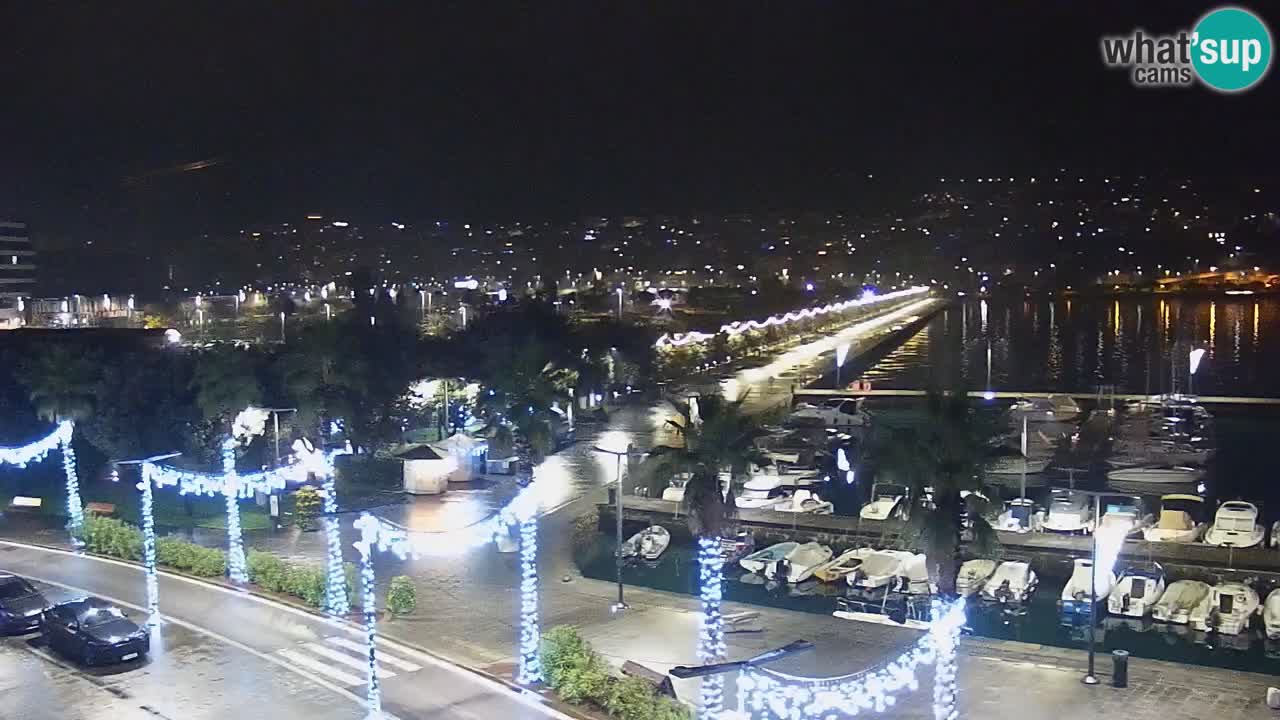 Webcam Koper – Panorama des Jachthafens und der Promenade vom Hotel Grand Koper