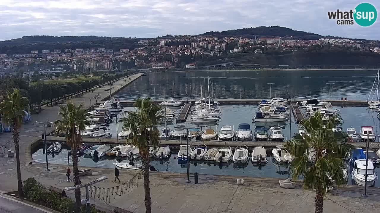 Webcam Koper – Panorama of the marina and promenade from the Grand Hotel Koper