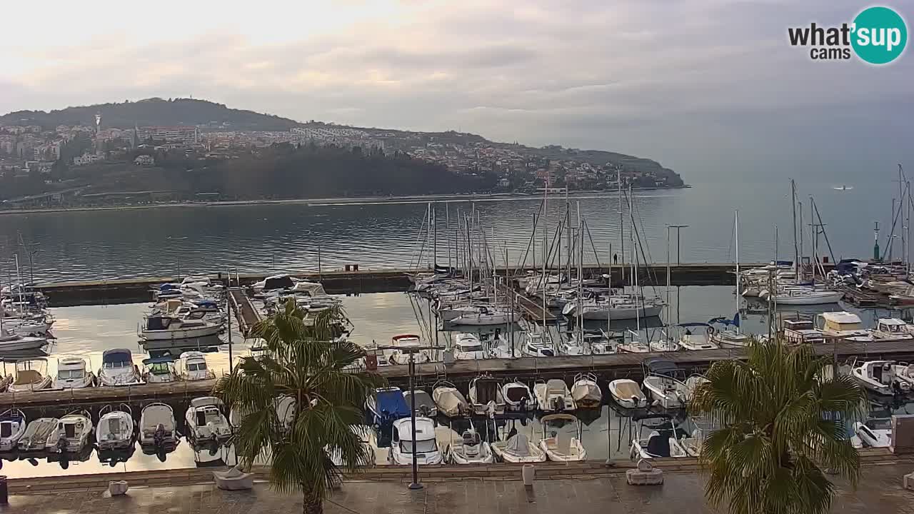 Webcam Koper – Panorama of the marina and promenade from the Grand Hotel Koper