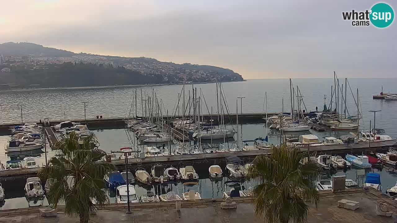 Webcam Koper – Panorama of the marina and promenade from the Grand Hotel Koper
