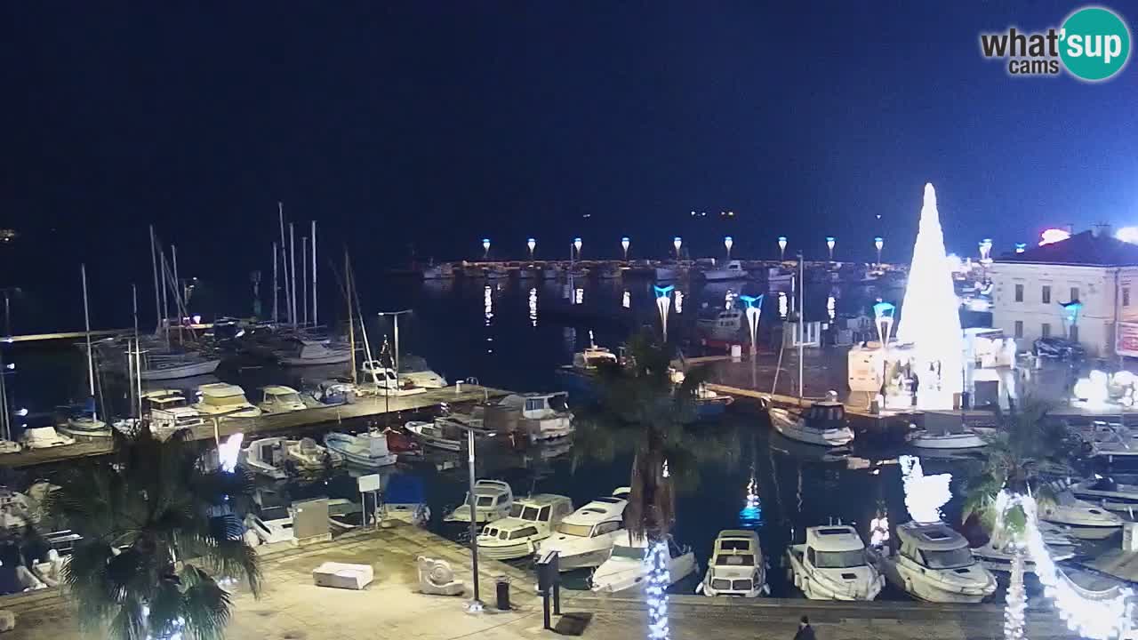 Webcam Koper – Panorama des Jachthafens und der Promenade vom Hotel Grand Koper