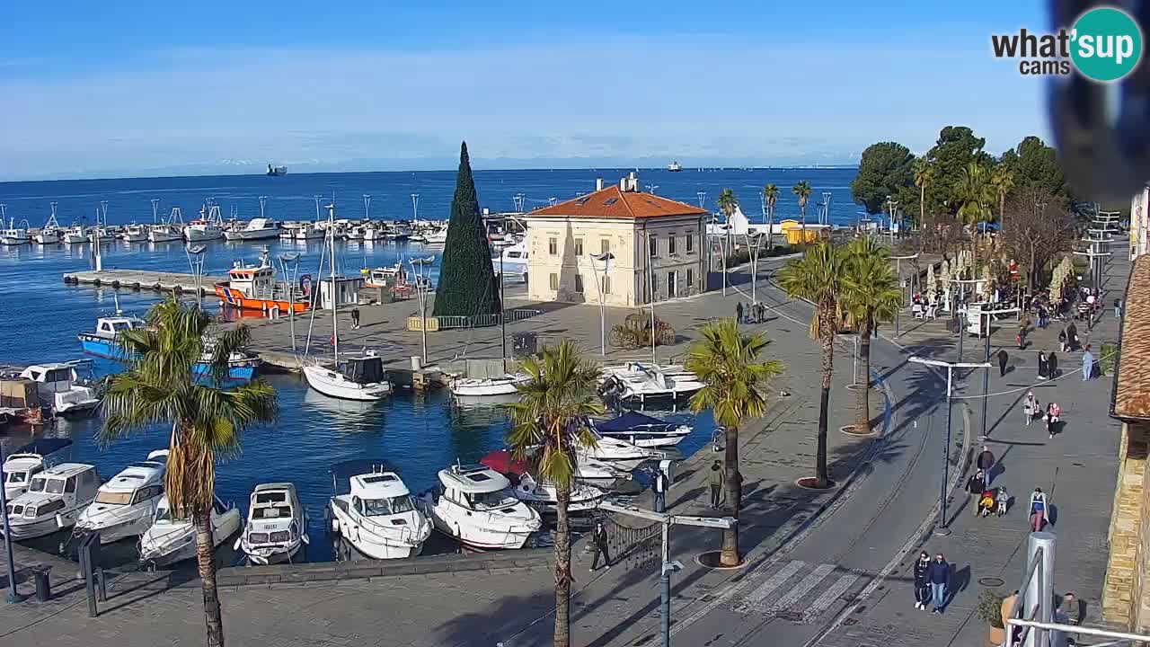 Webcam Koper – Panorama of the marina and promenade from the Grand Hotel Koper