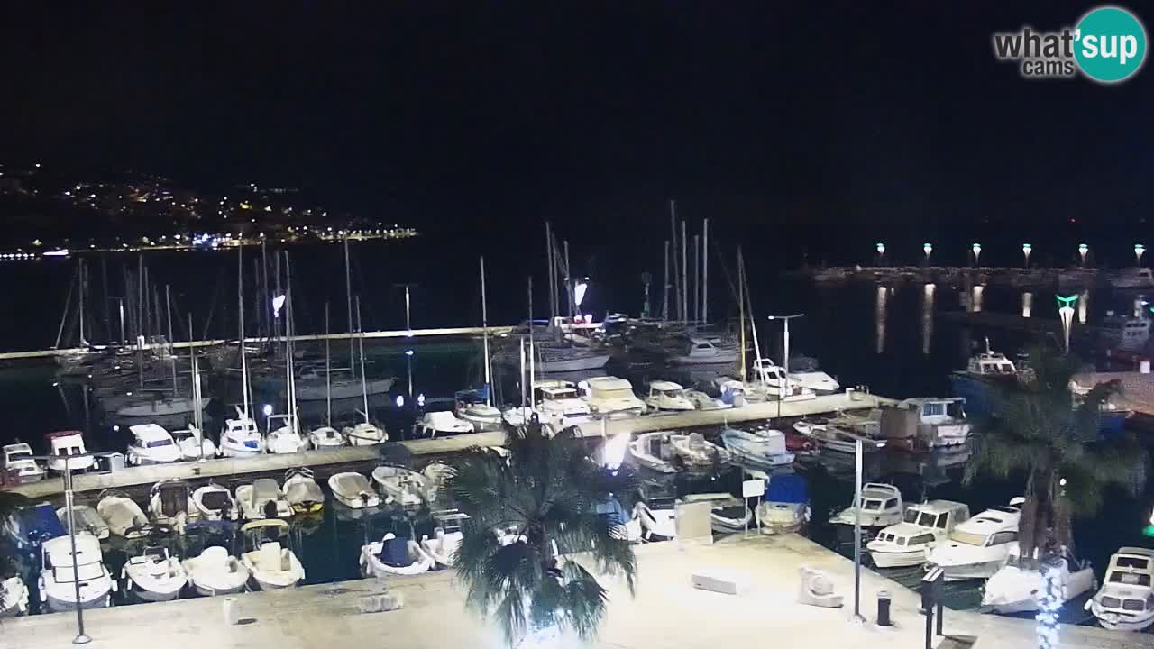 Webcam Koper – Panorama des Jachthafens und der Promenade vom Hotel Grand Koper