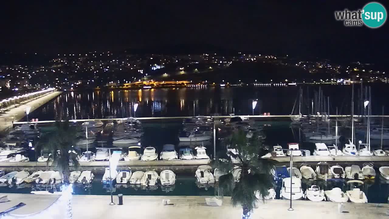 Webcam Koper – Panorama des Jachthafens und der Promenade vom Hotel Grand Koper