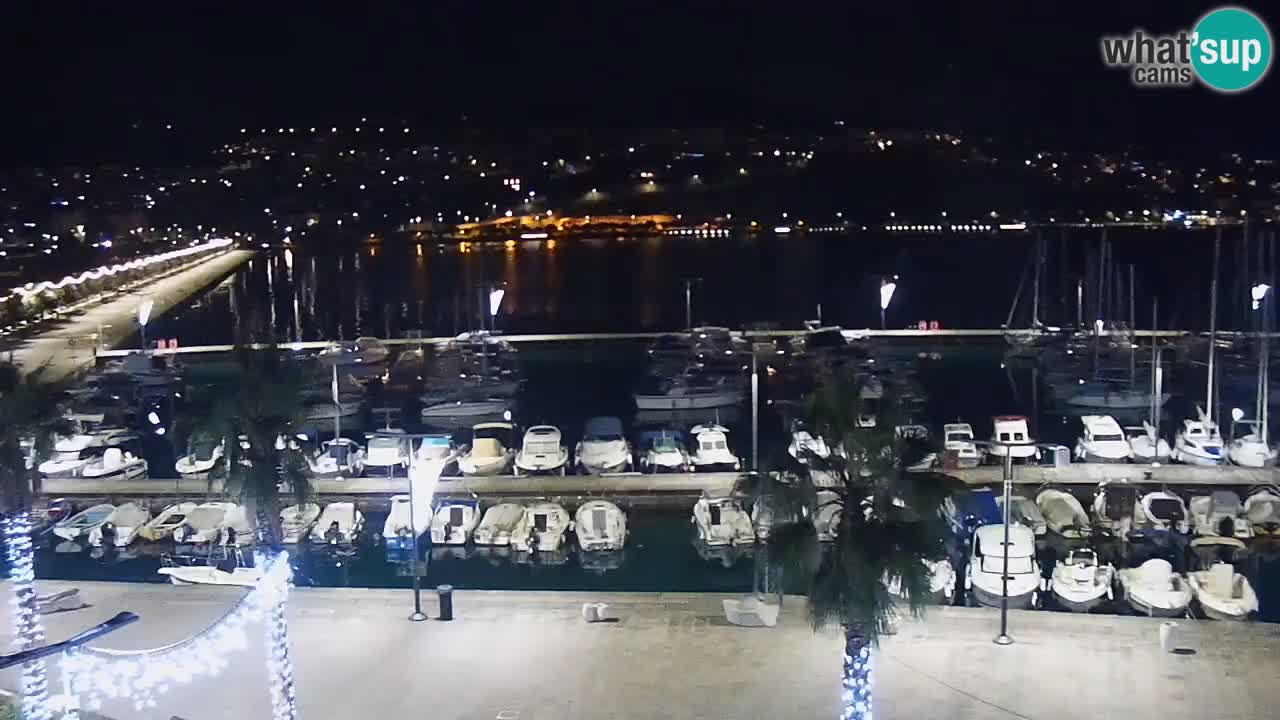 Webcam Koper – Panorama des Jachthafens und der Promenade vom Hotel Grand Koper