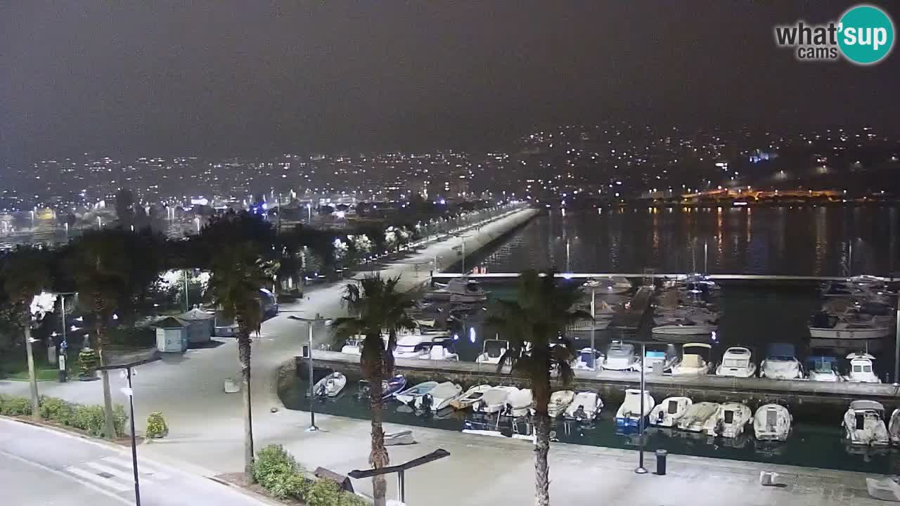 Webcam Koper – Panorama des Jachthafens und der Promenade vom Hotel Grand Koper