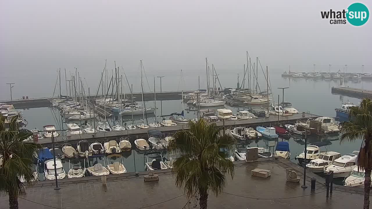 Webcam Koper – Panorama des Jachthafens und der Promenade vom Hotel Grand Koper