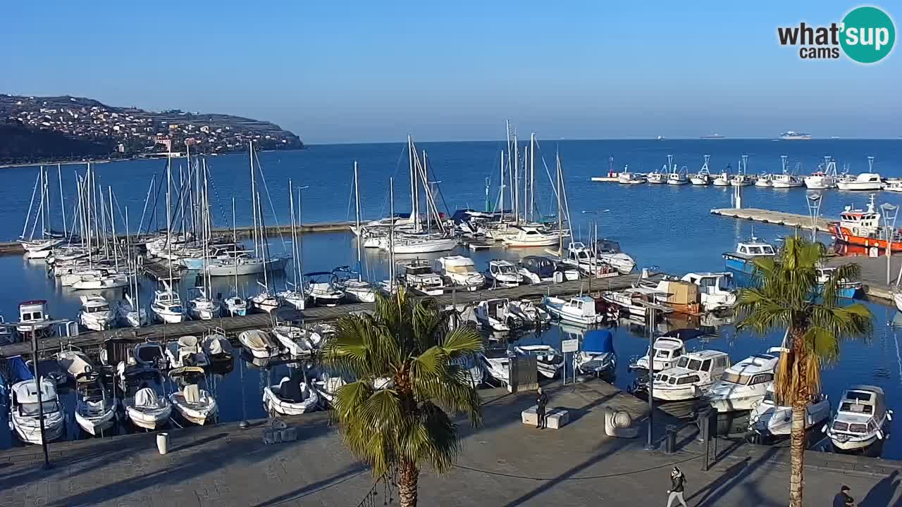 Webcam Koper – Panorama de la marina et de la promenade depuis le Grand Hotel Koper