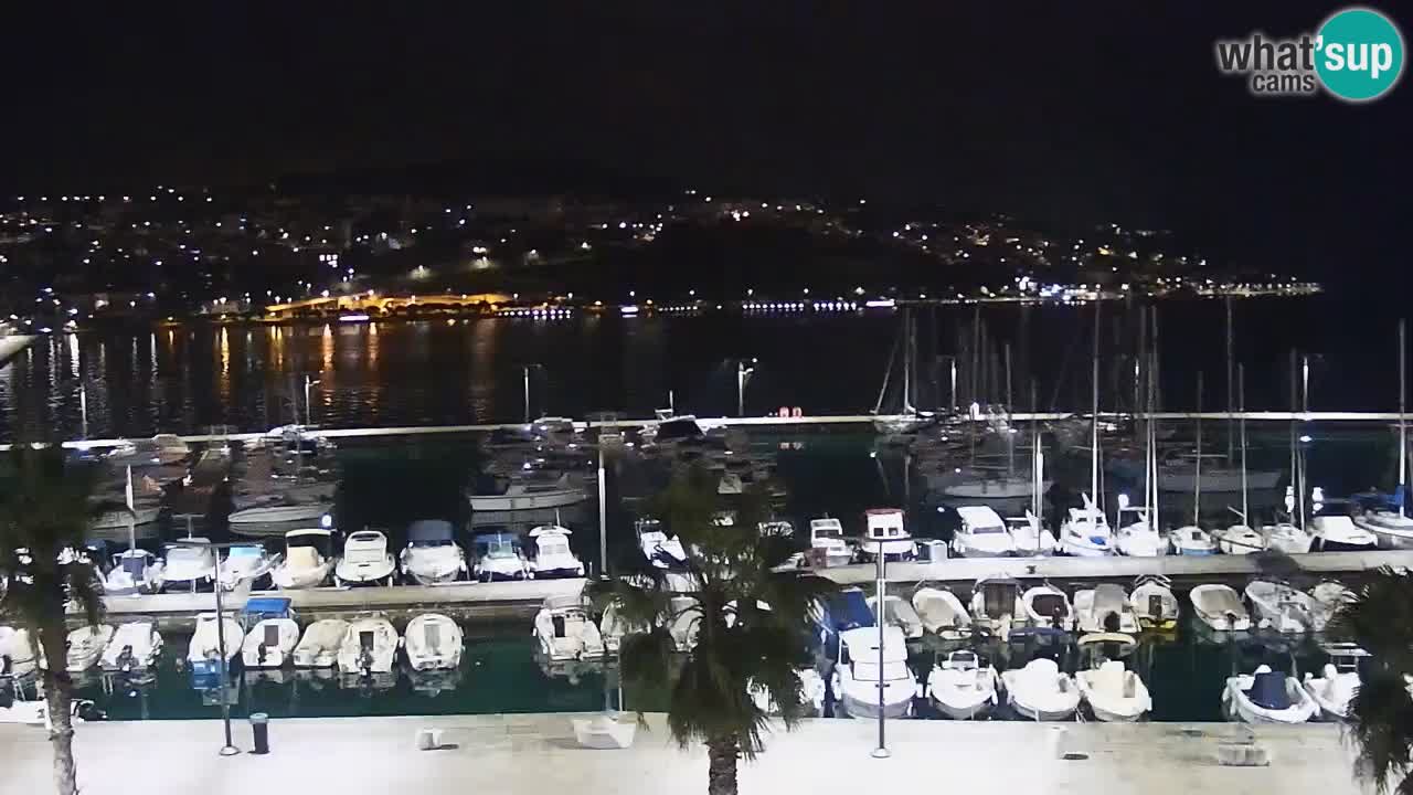 Webcam Koper – Panorama des Jachthafens und der Promenade vom Hotel Grand Koper