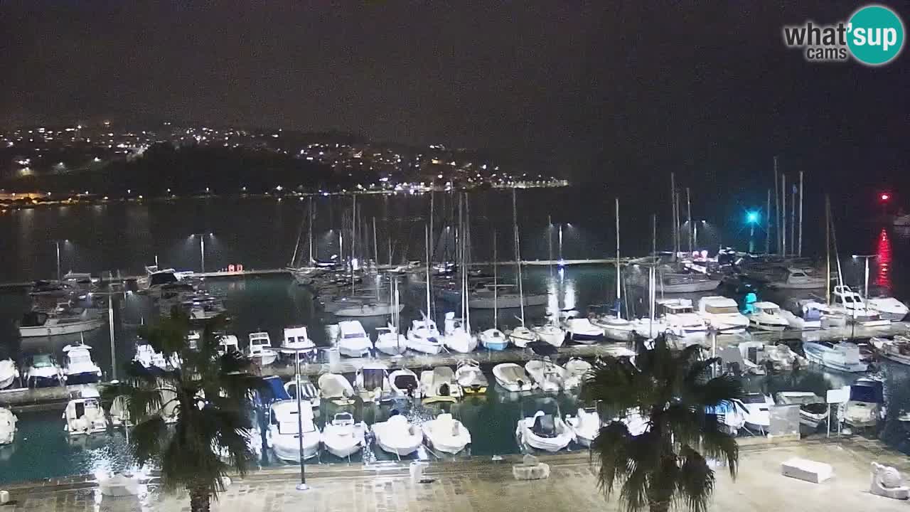 Webcam Koper – Panorama des Jachthafens und der Promenade vom Hotel Grand Koper