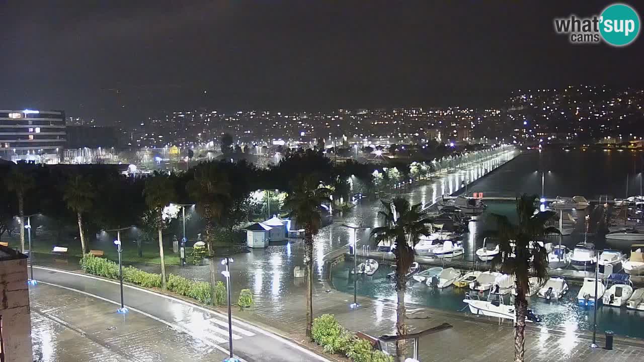 Webcam Koper – Panorama des Jachthafens und der Promenade vom Hotel Grand Koper