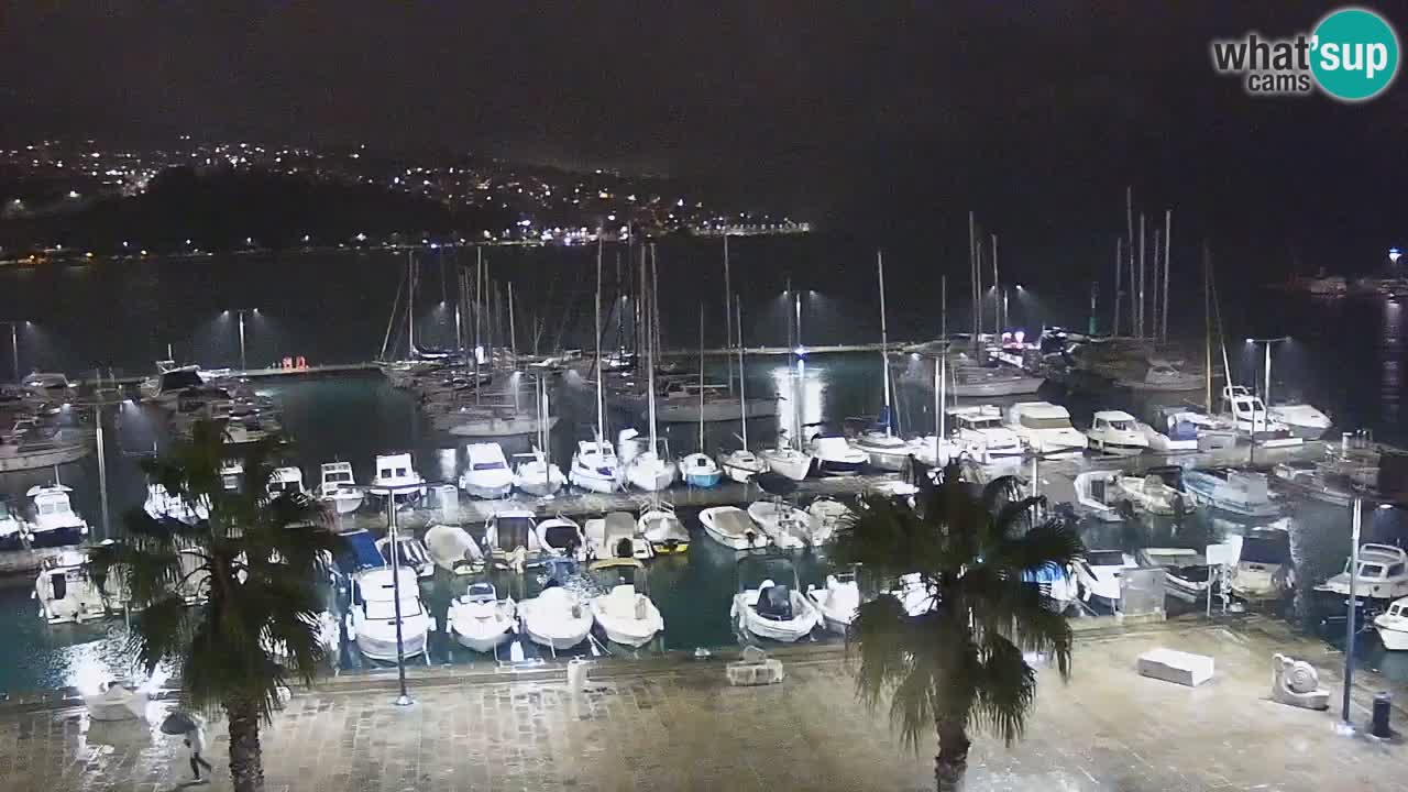 Webcam Koper – Panorama des Jachthafens und der Promenade vom Hotel Grand Koper