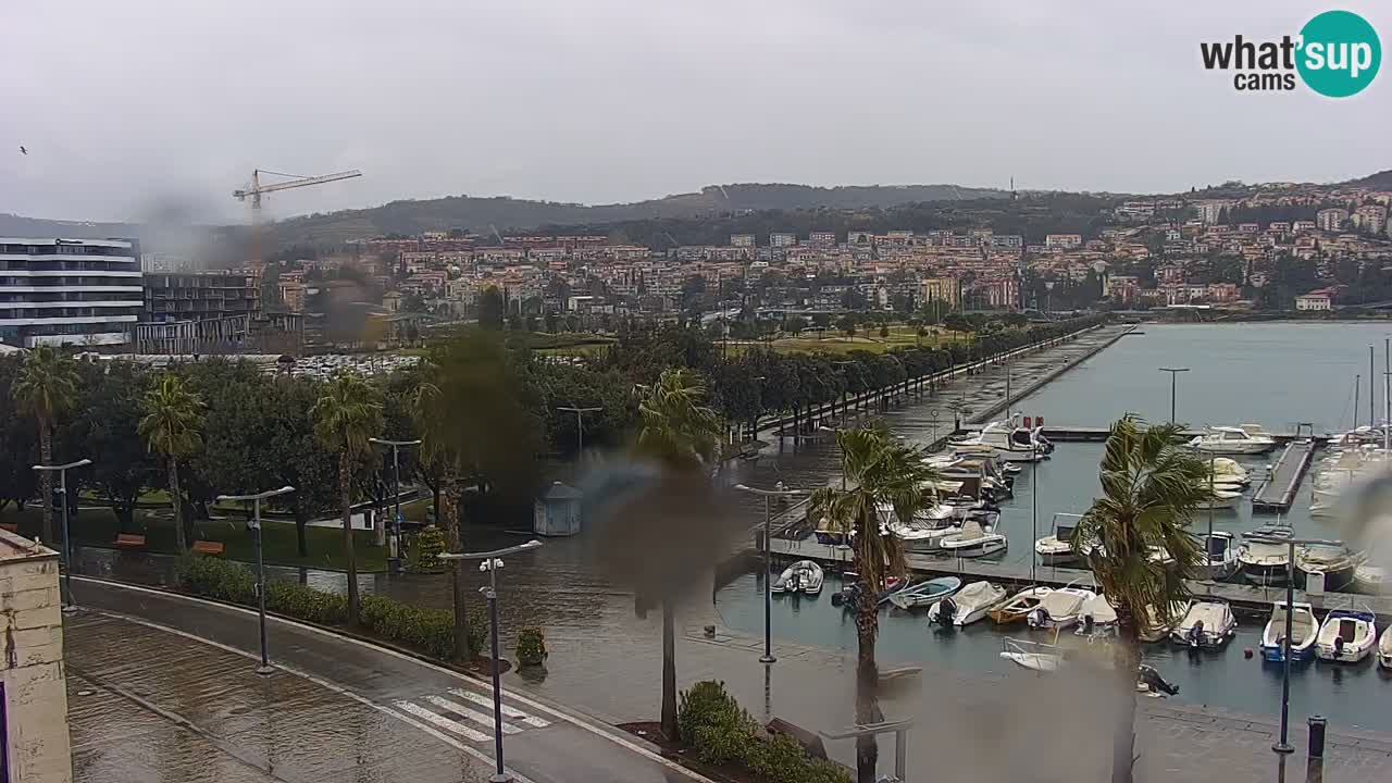 Webcam Koper – Panorama of the marina and promenade from the Grand Hotel Koper