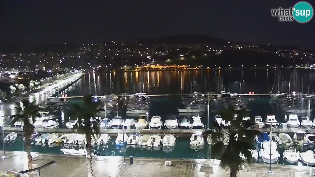 Webcam Koper – Panorama des Jachthafens und der Promenade vom Hotel Grand Koper