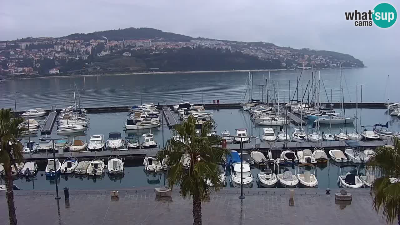 Webcam Koper – Panorama of the marina and promenade from the Grand Hotel Koper