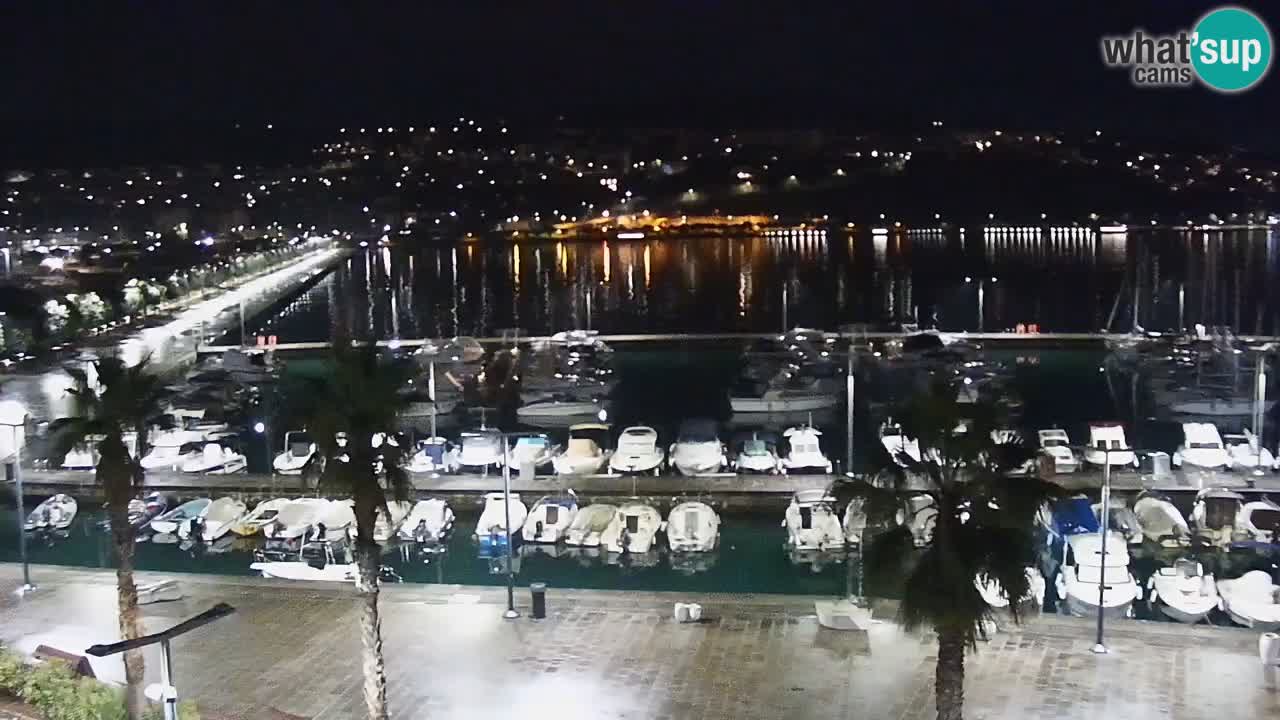 Webcam Koper – Panorama des Jachthafens und der Promenade vom Hotel Grand Koper