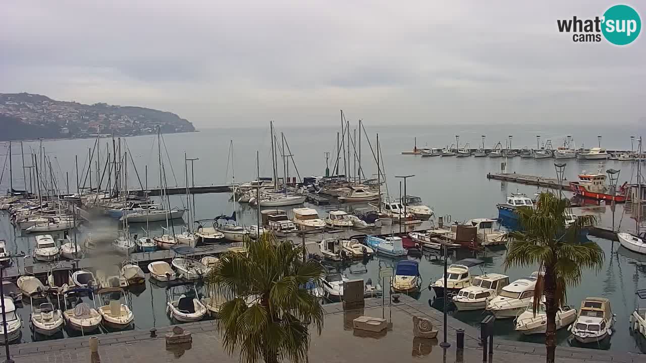 Webcam Koper – Panorama des Jachthafens und der Promenade vom Hotel Grand Koper